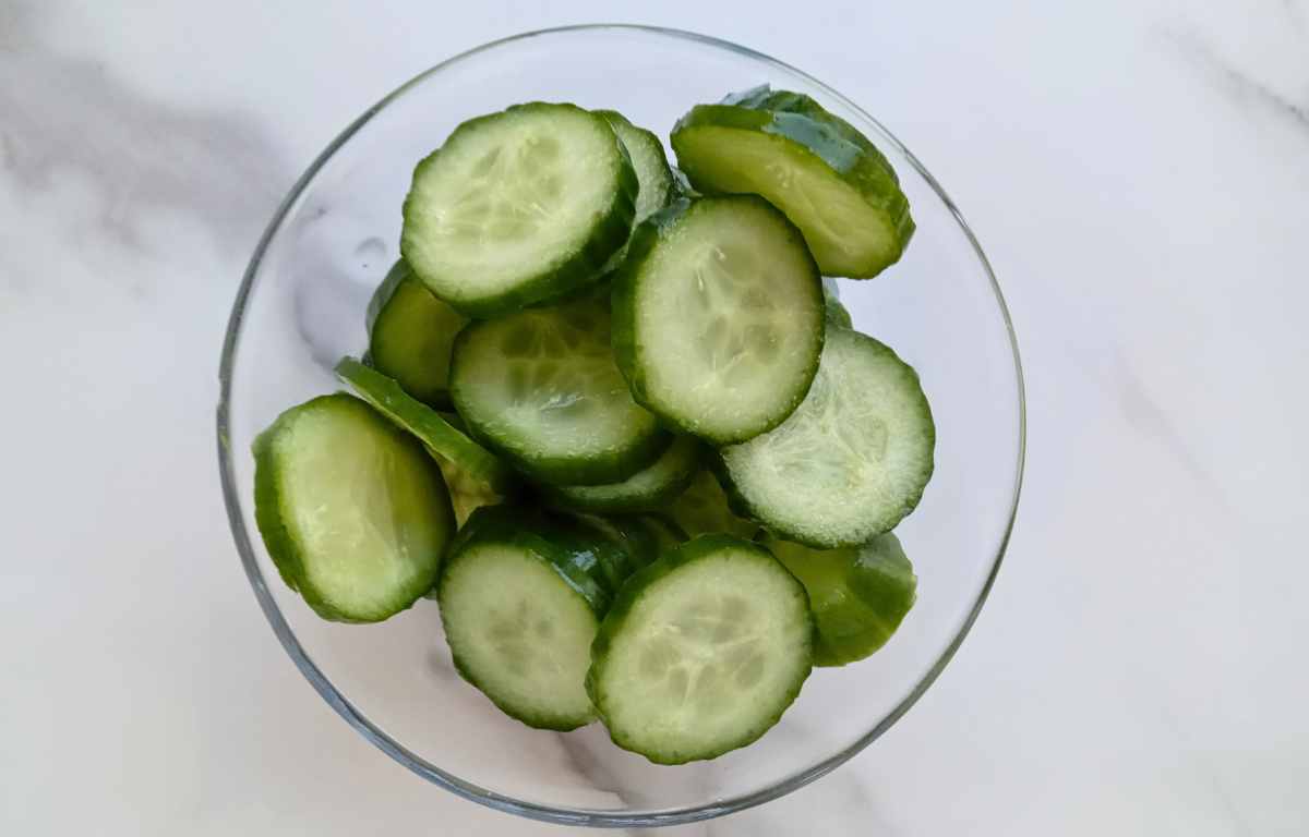 slice the cucumbers into thin circles