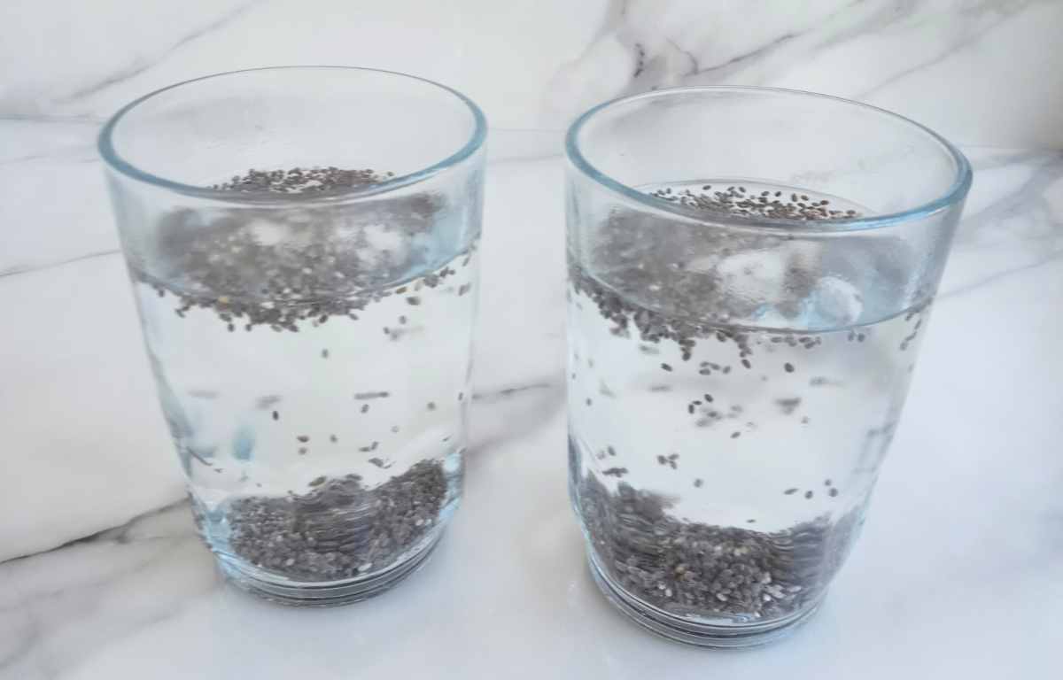 soak the chia seeds in warm water for 2 minutes