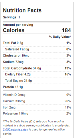 skinny fit blueberry smoothie nutrition facts