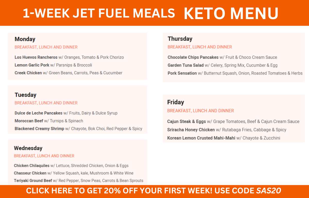 jet fuel meals menu