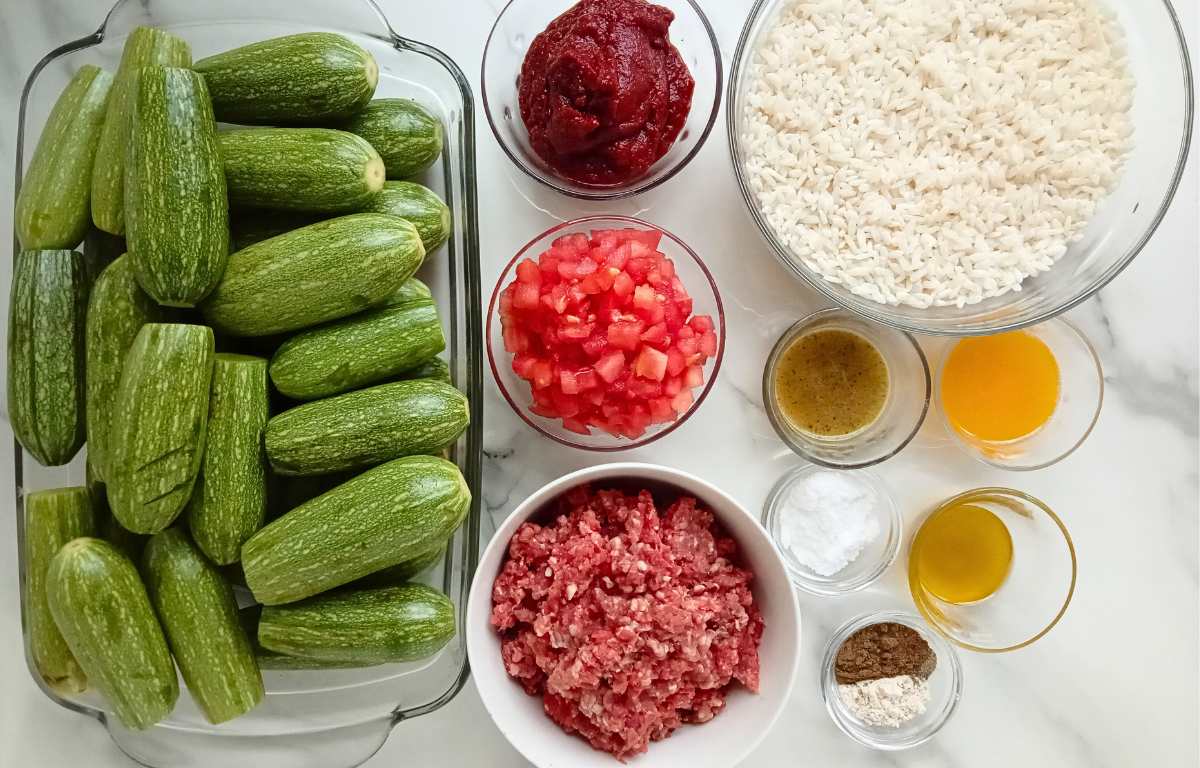 Lebanese Kousa Mahshi Recipe ingredients