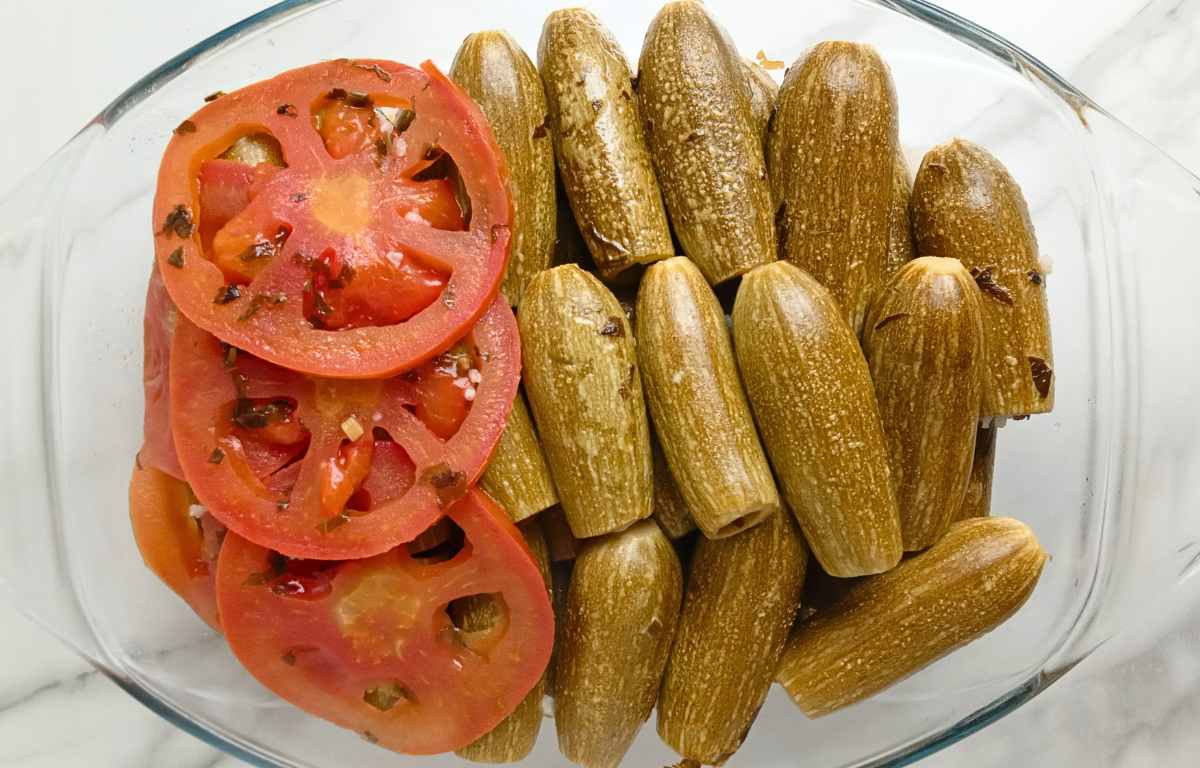 Lebanese Vegetarian Stuffed Zucchini (kousa mahshi)