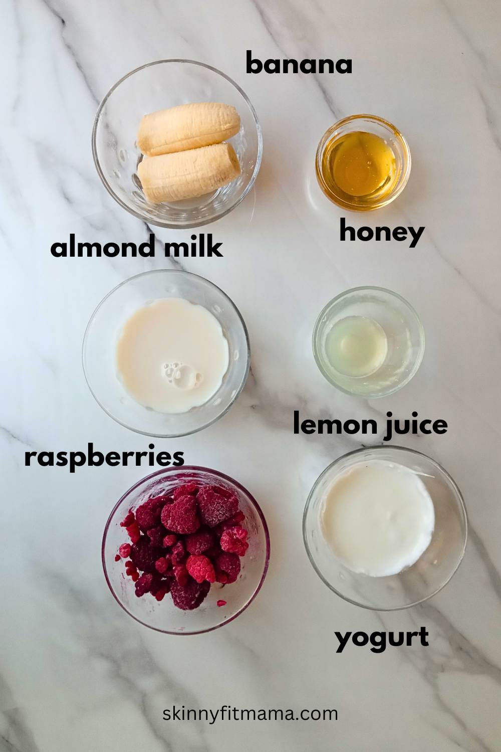 Raspberry Lemonade Smoothie ingredients