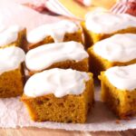 healthy pumpkin bars with cream cheese frosting
