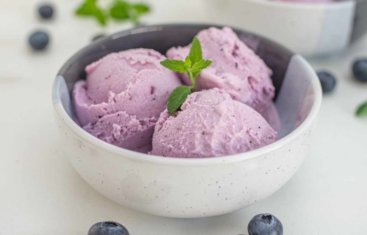 Lemon Blueberry Cottage Cheese Ice Cream
