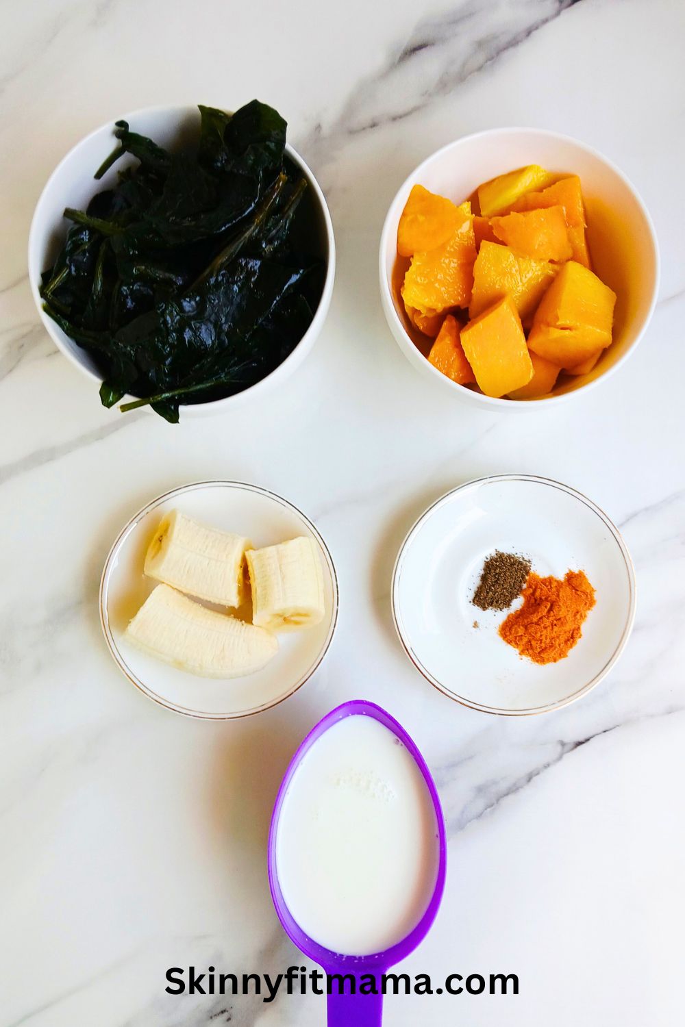 Mango Spinach Turmeric Smoothie Ingredients